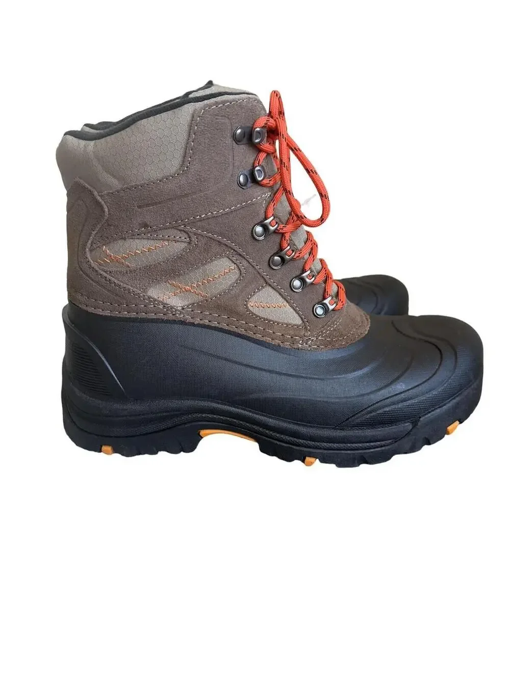 Khombu Mens Lace Up Brown Winter Thermolite Leather Upper Boots 10 New